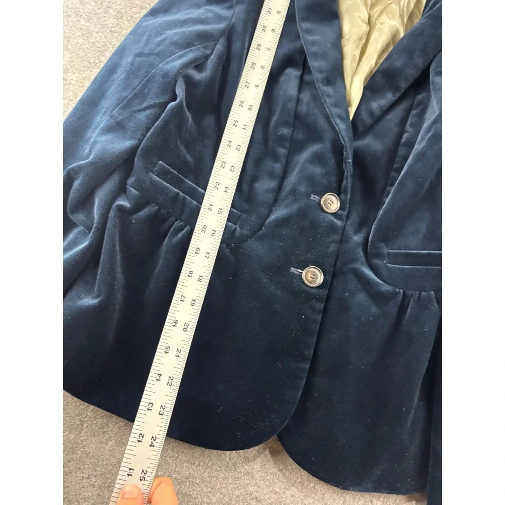 J.Crew Navy Blue Cotton Velvet Peplum Blazer Jacket Size 8T Preppy Academia Goth
